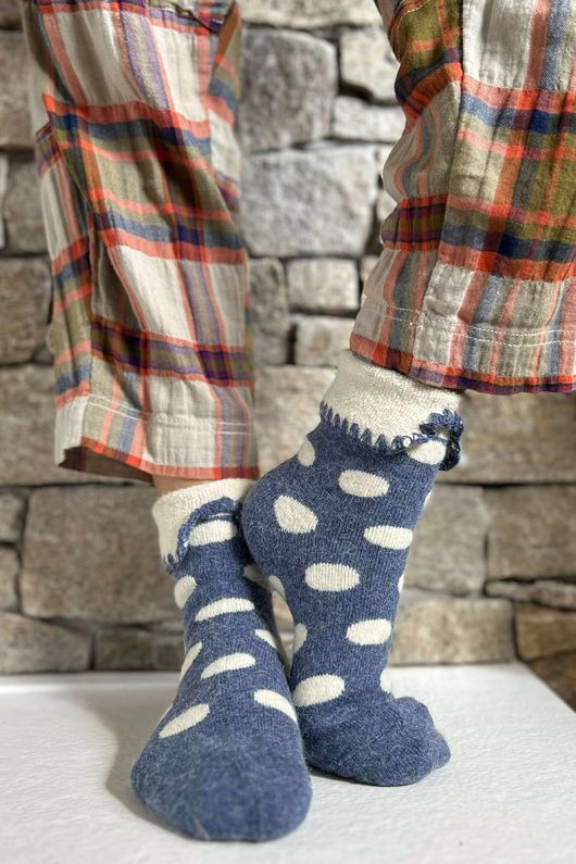 Laundry B Terry & Wool Luxury Socks Dotty Denim Stone